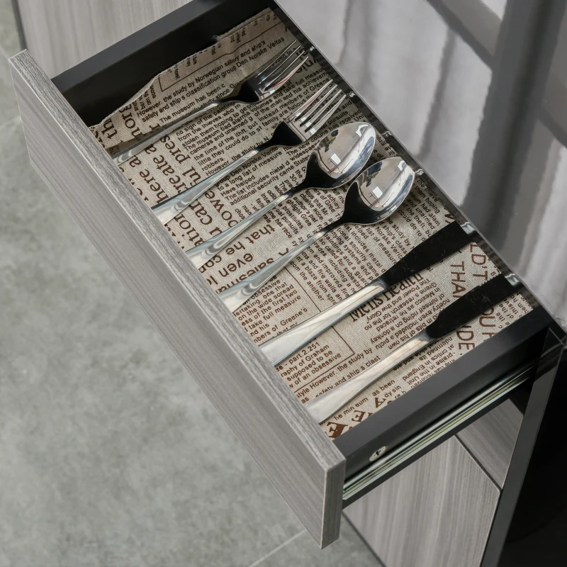 HOMCOM Aparador Auxiliar con 2 Puertas 2 Cajones y Estante Ajustable Apertura a Presión Mueble Organizador de Almacenaje para Dormitorio Salón 79x36x74 cm Negro y Gris