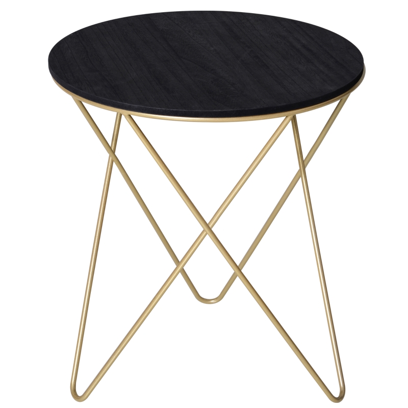 Homcom Tavolino Design Geometrico Moderno MDF e Metallo Φ43x48cm Nero e Dorato