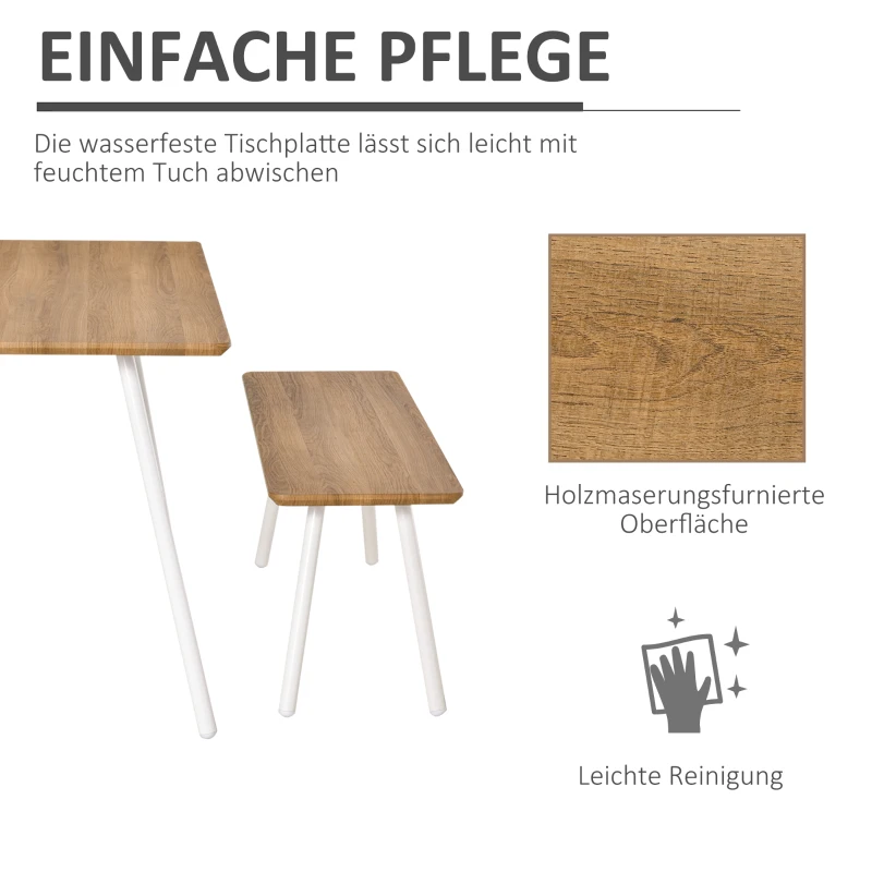 Zestaw jadalniany z 2 ławami Zestaw do jadalni w stylu skandynawskim kolor naturalny + biały