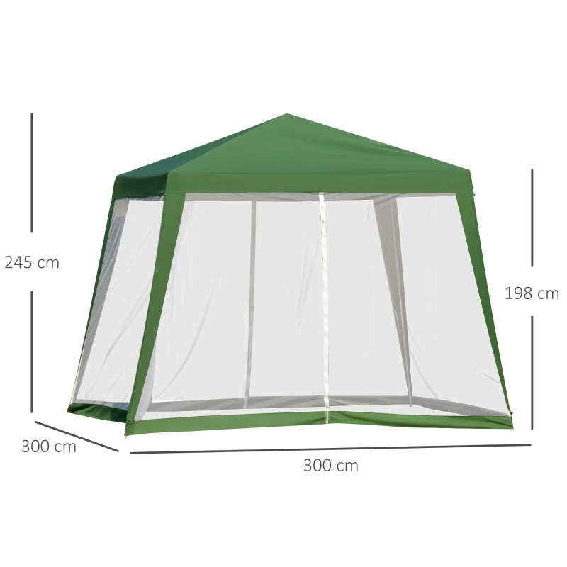 Outsunny Carpa Pabellón de Jardín 3x3x2,45m Carpa con Mosquitero Exterior Gazebo de Acero Poliéster al Aire Libre Color Beige