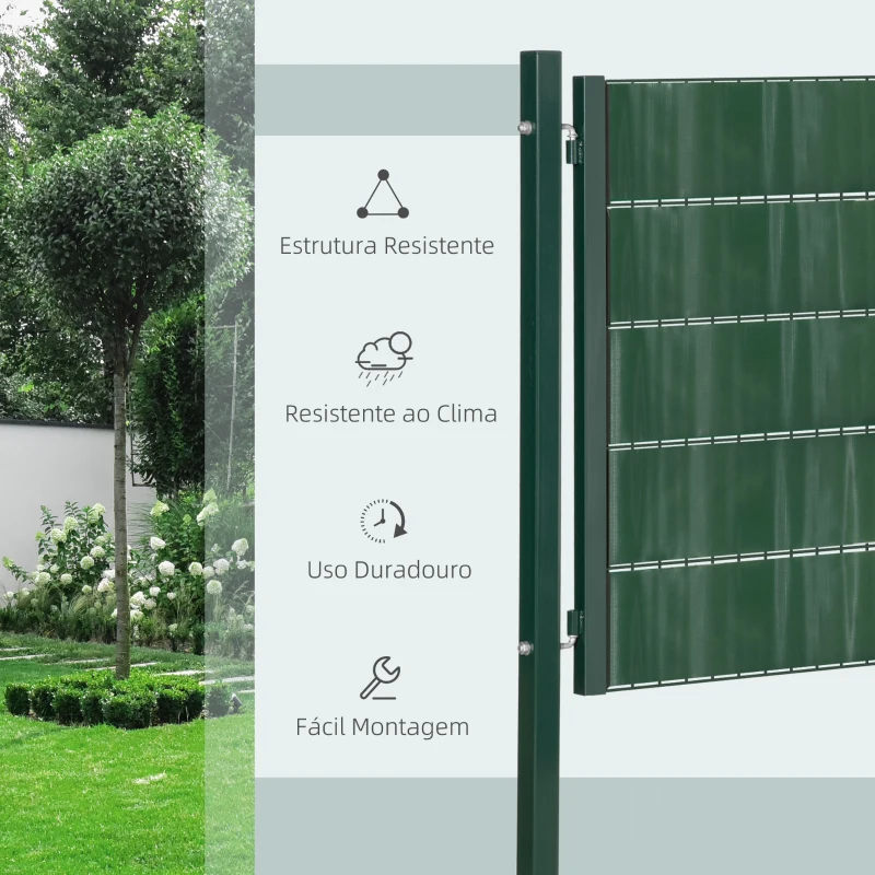 HOMCOM Porta de Vedação de Jardim Aço com Tecido Opaco Maçaneta de Fechadura 3 3 Chaves Porta de Vedação para Exterior Pátio Terraço 97x150cm Verde