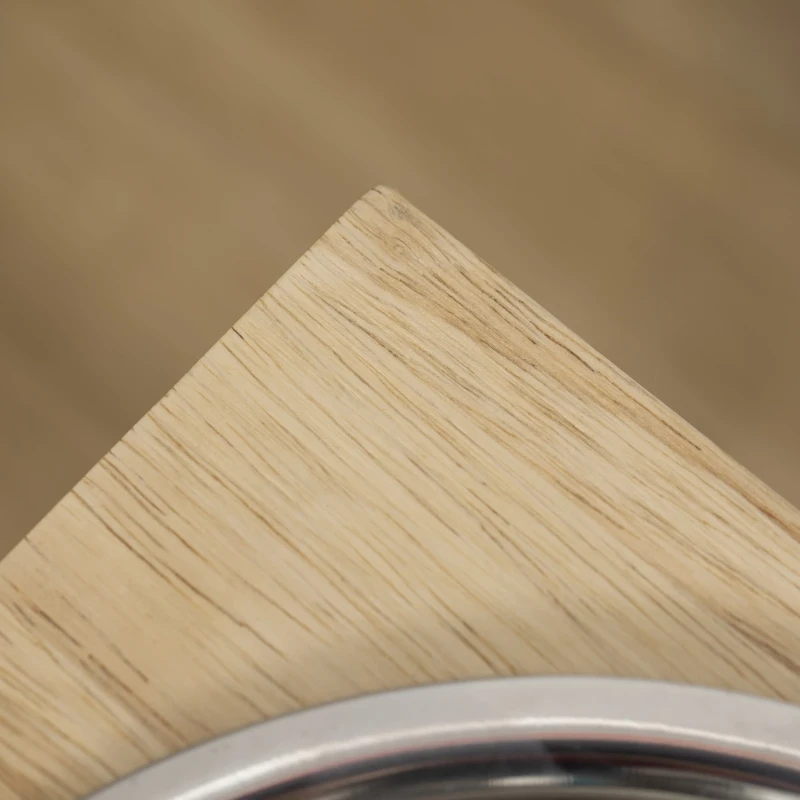 PawHut Comedero para Perros Elevado con 2 Cuencos de Acero Inoxidable Desmontables Alimentador de Agua Comida para Mascotas Grandes Medianos 58x30x35,5 cm Negro y Roble