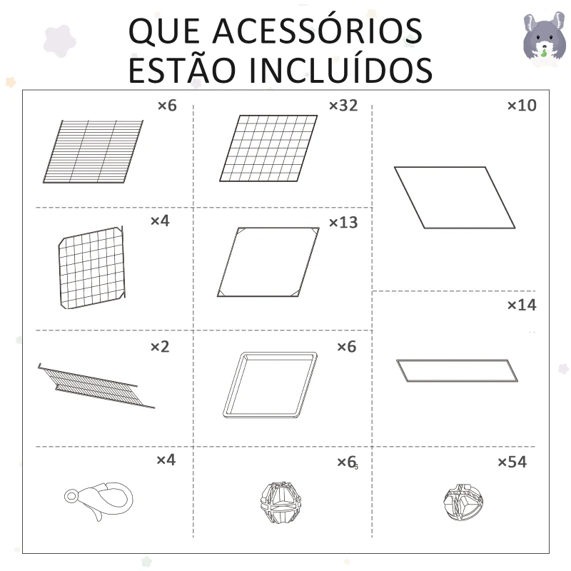 PawHut Recinto Metálico para Animais de Estimação DIY com 3 Níveis 4 Portas Grandes e 6 Bandejas Amovíveis 111x75x119 cm Preto