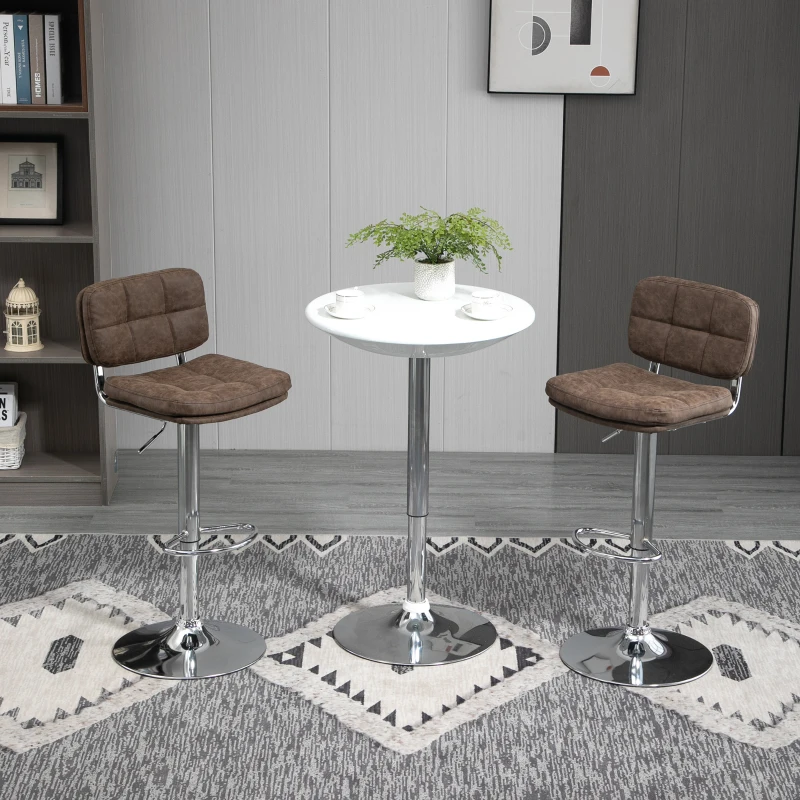 HOMCOM Set 2 Sgabelli Bar Moderni e Girevoli con Schienale e Poggiapiedi, Sgabelli da Cucina Imbottiti con Altezza Regolabile e Rivestimento Pelle PU, 41.5x45x85-107cm