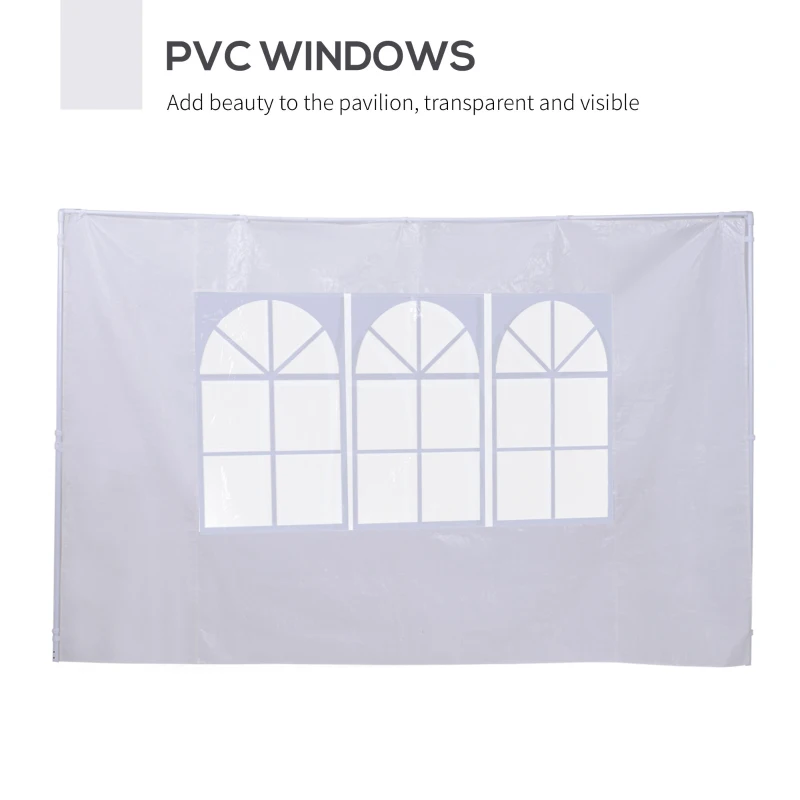 Outsunny Gazebo Side Panels with Window for 3x3(m) or 3x6m Gazebo Canopy, 2 Pack Sides Replacement, White