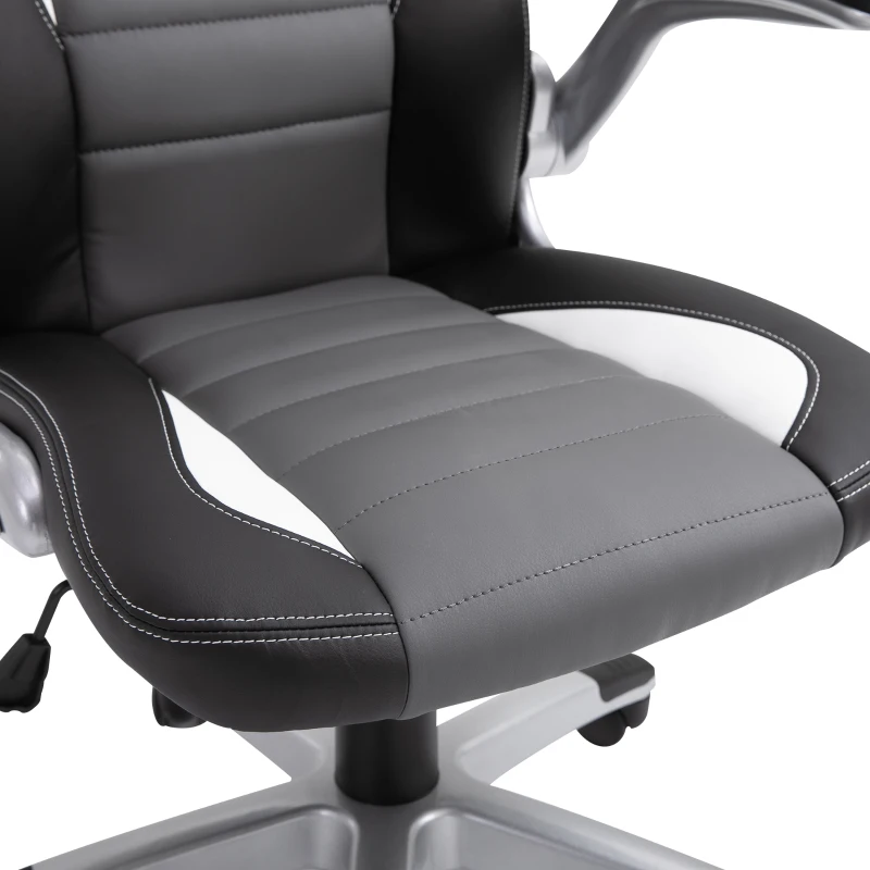 HOMCOM Sedia da Gaming Altezza Regolabile, Sedia da Ufficio Ergonomica Girevole con Dondolamento, 65x69x112-12cm Grigio