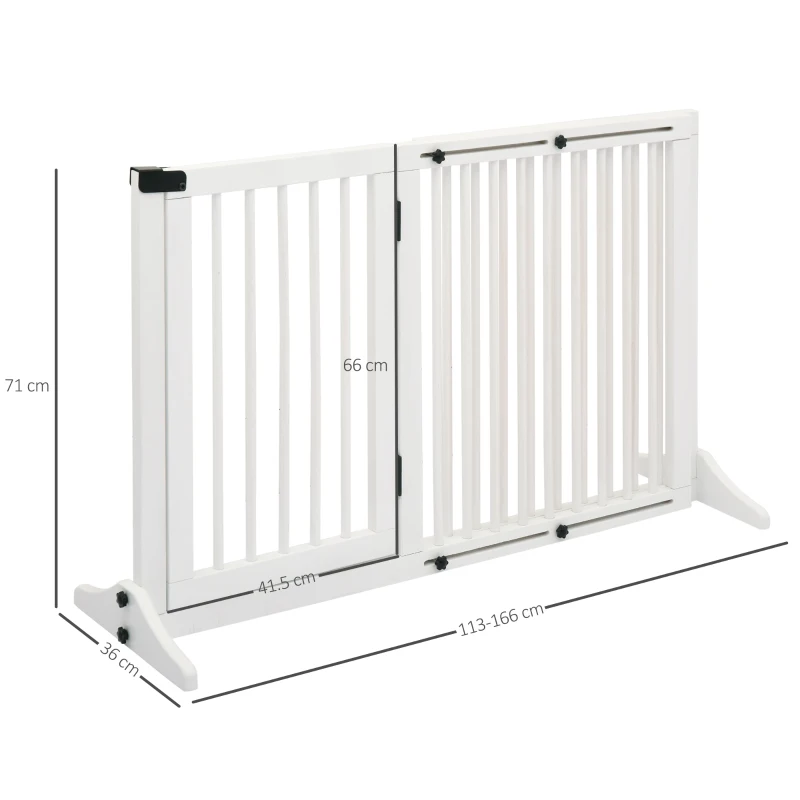 PawHut Dog Gate Freestanding Pine Wood Lockable White