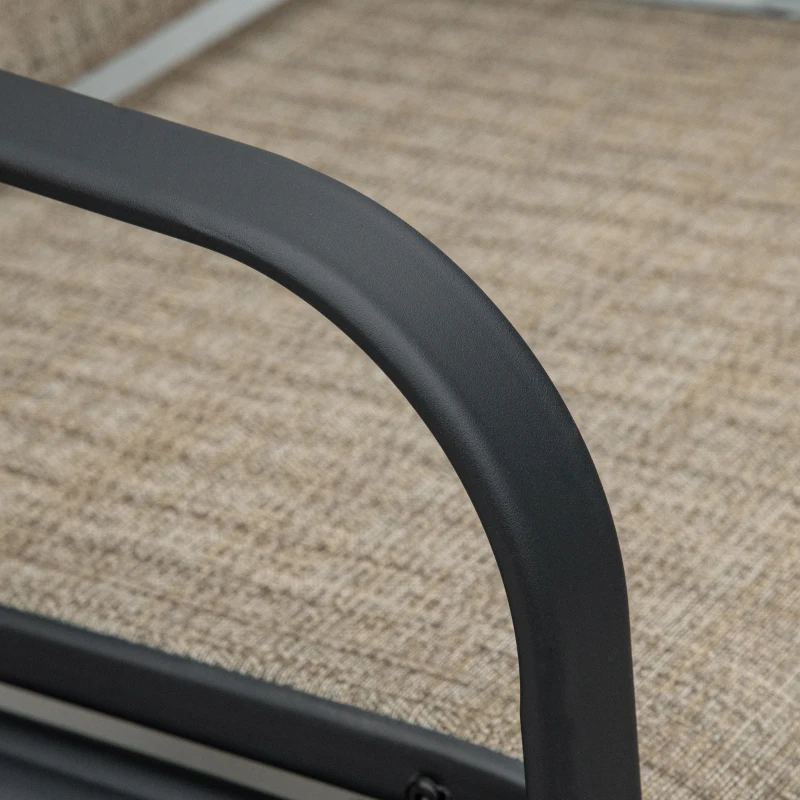 Outsunny Double Outdoor Glider Chair, 2 Seater Patio Rocking Chairs, Swing Bench with Tempered Glass Table, Breathable Mesh Fabric for Backyard, Garden, Porch, Brown