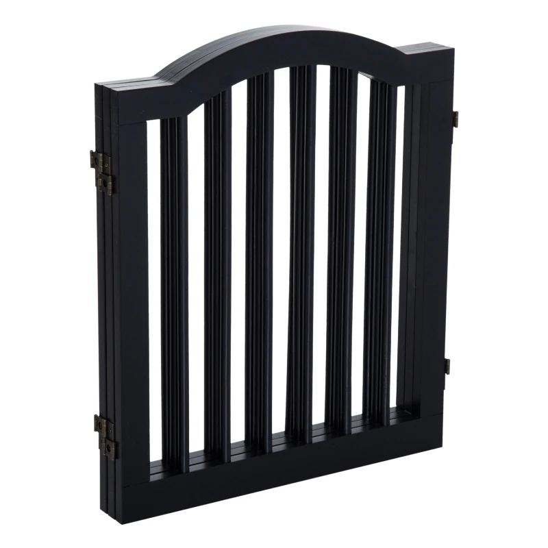 PawHut Wooden Foldable Dog Gate Panel Pet Fence Freestanding Safety Barrier for the House, Doorway, Stairs (Black)