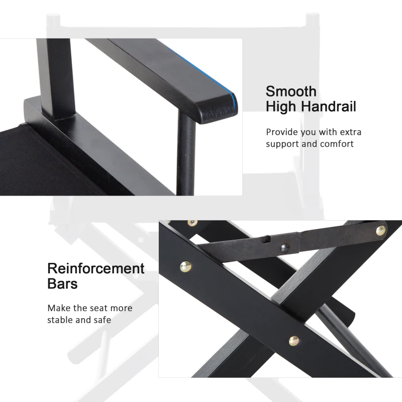 HOMCOM Beech Wooden Frame Directors Chair Foldable Oxford Fabric Seat Easy To Carry&Travel Black