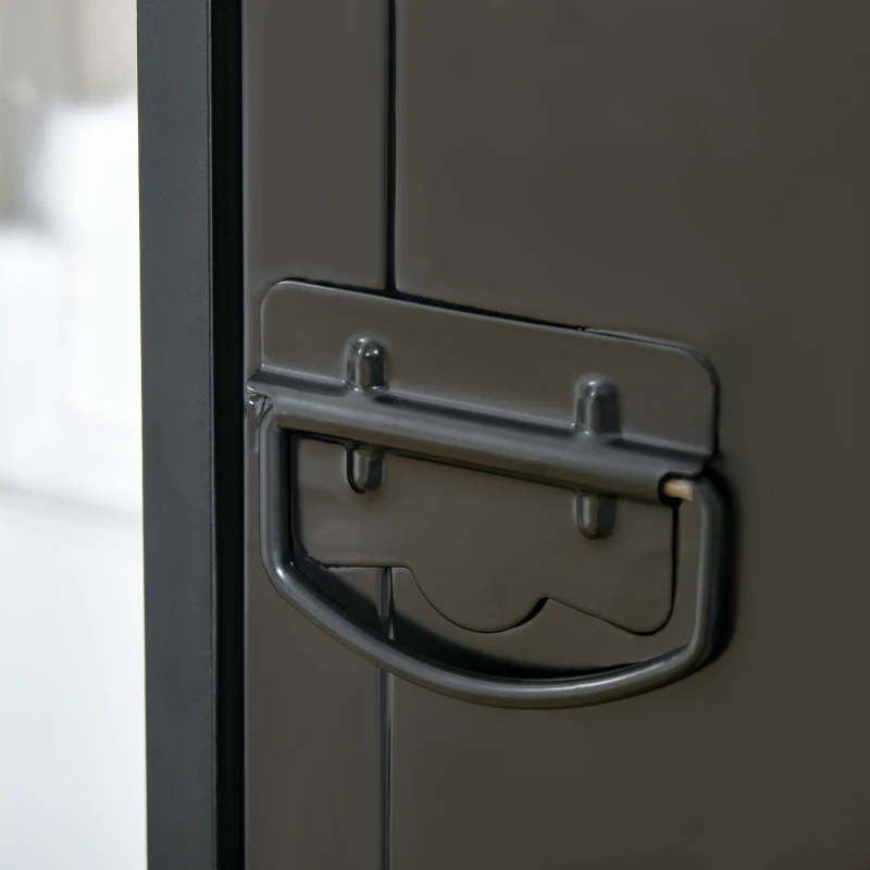 HOMCOM Modern 3-Tier File Cabinet, Storage Organizer with Metal Louvred Door for Living Room, Study, Playroom, Black