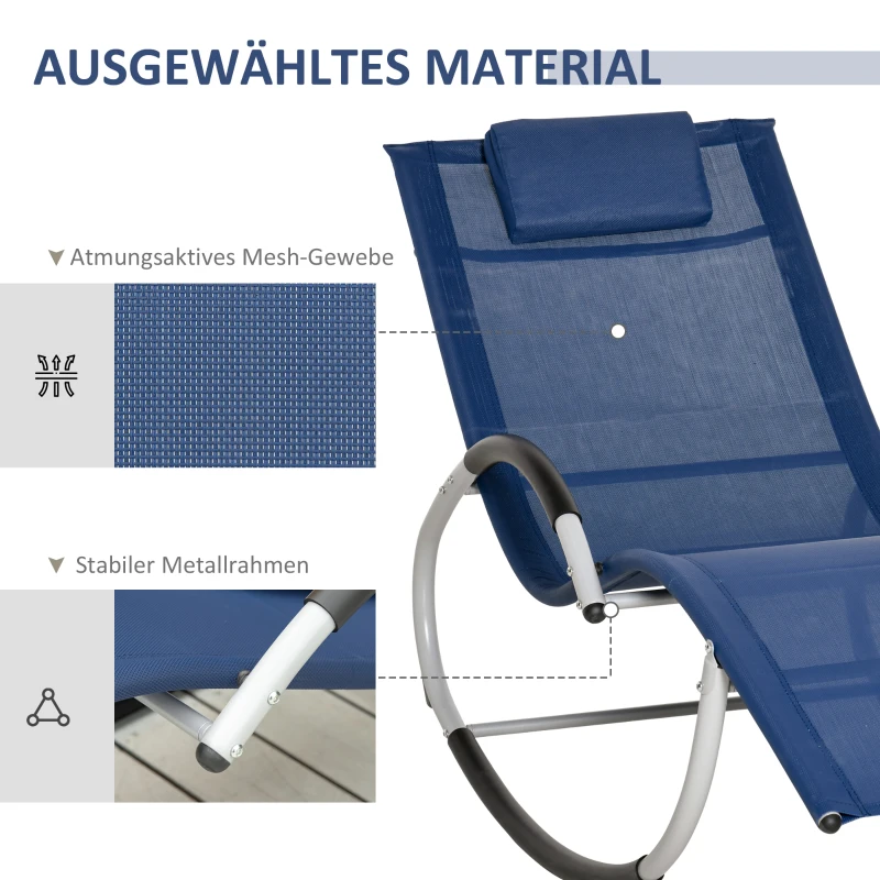 Outsunny tuinstoel met schommelfunctie, blauw, 65 x 144 x 83 cm