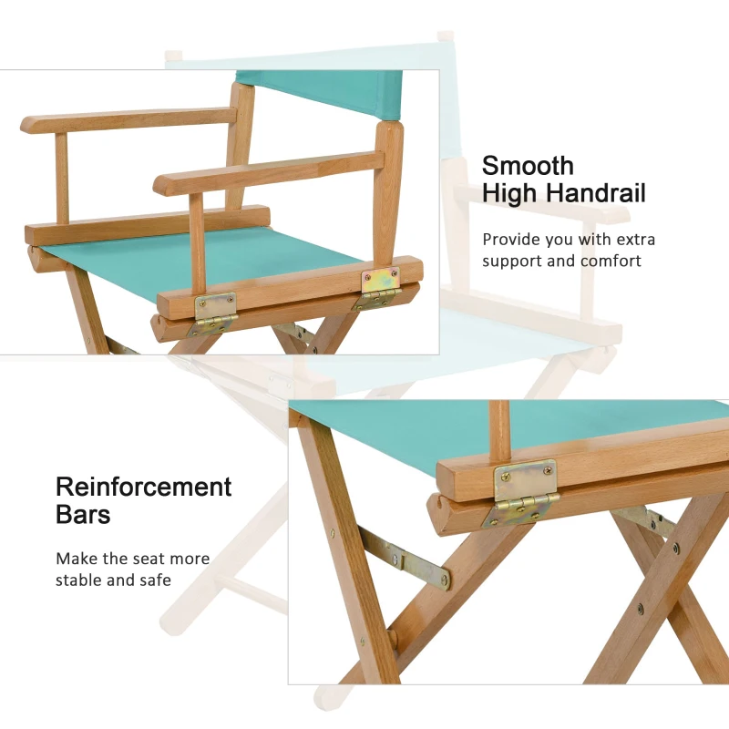 HOMCOM Beech Wooden Frame Directors Chair Foldable Oxford Fabric Seat Easy To Carry & Travel Green