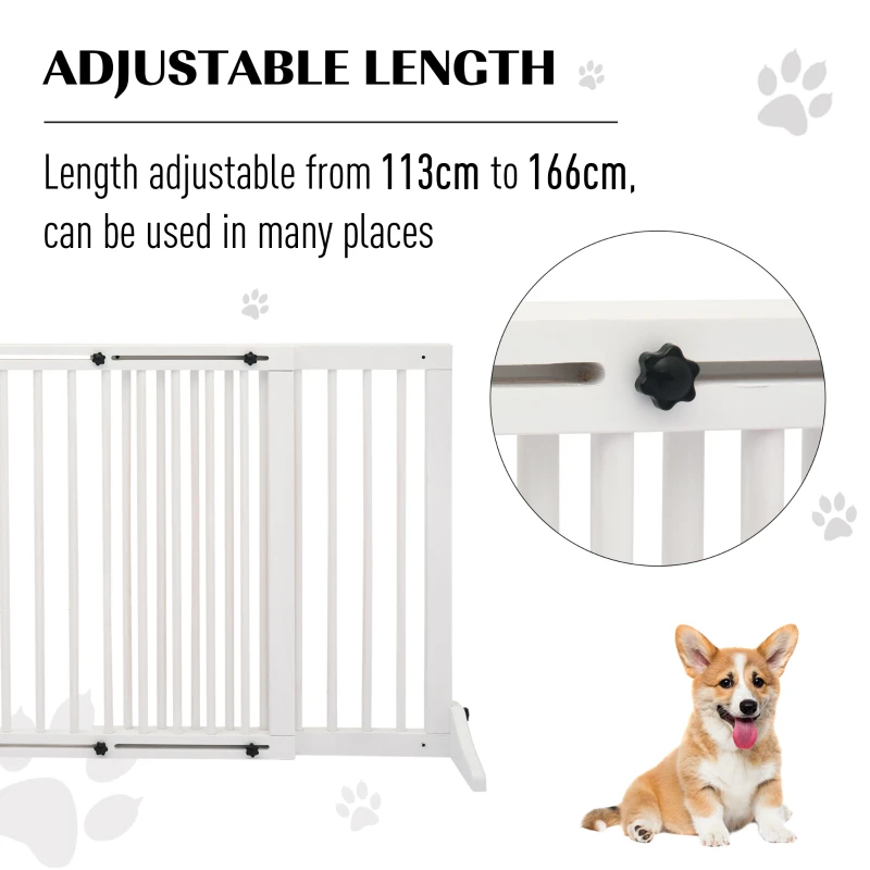 PawHut Dog Gate Freestanding Pine Wood Lockable White