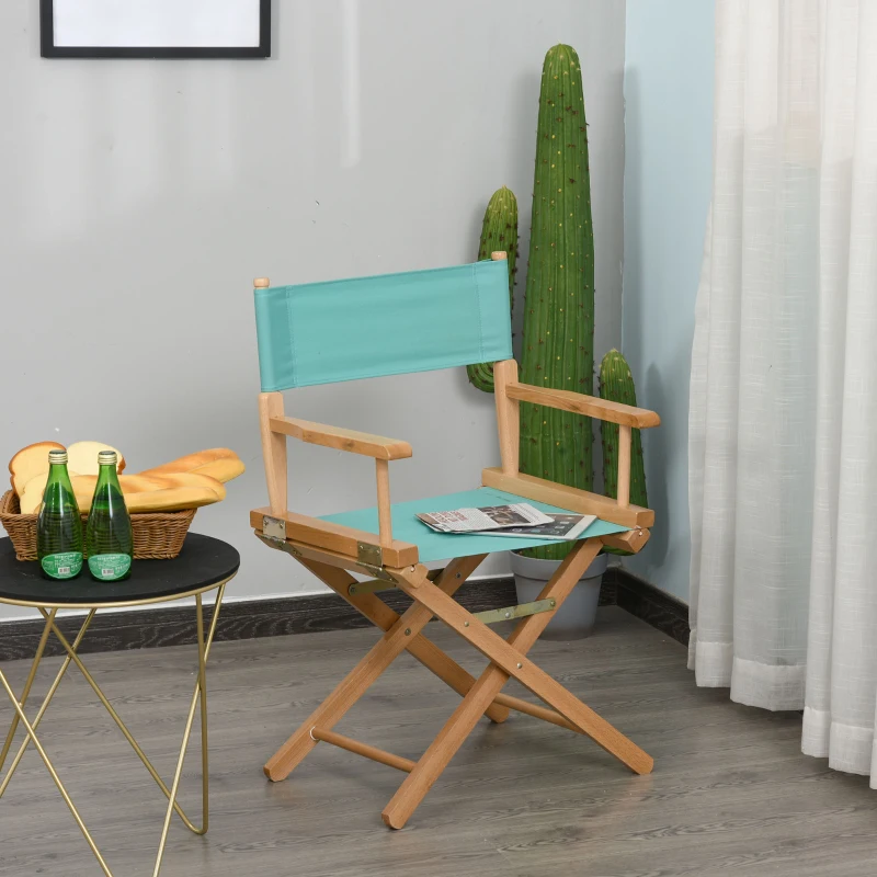 HOMCOM Beech Wooden Frame Directors Chair Foldable Oxford Fabric Seat Easy To Carry & Travel Green