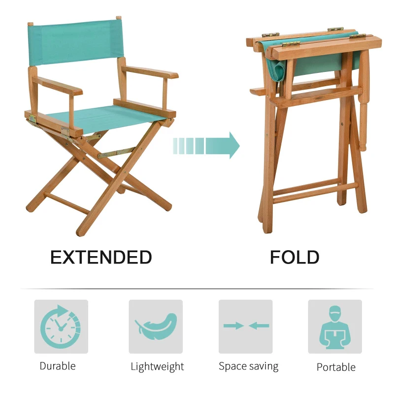 HOMCOM Beech Wooden Frame Directors Chair Foldable Oxford Fabric Seat Easy To Carry & Travel Green