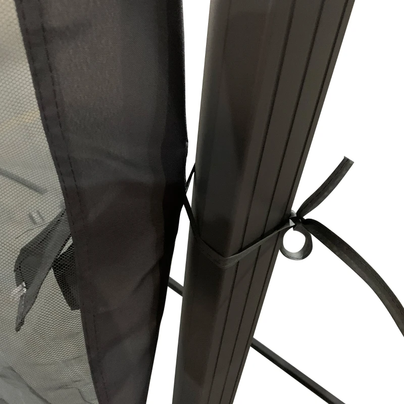 Outsunny Pavilion cu acoperis rigid din policarbonat 4 x 3 (m), Pergola cu cadru din aluminiu cu plasa, pentru gradina, veranda, Gri