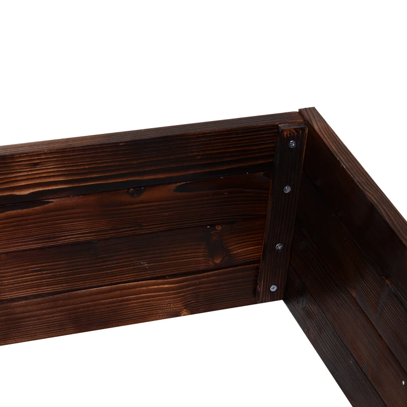 Outsunny verhoogd bed plantenbak groentebed kruidenbed massief hout donkerbruin