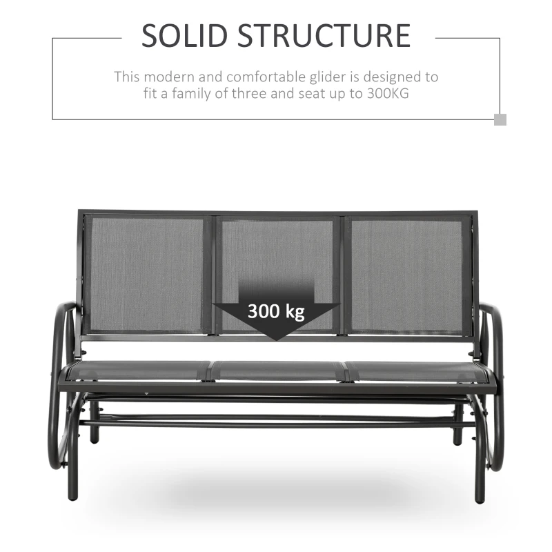 Outsunny Banca Balansoar de Gradina cu 3 Locuri din Metal si tesatura Tip Plasa Respirabila, 147x70x85 cm, Gri