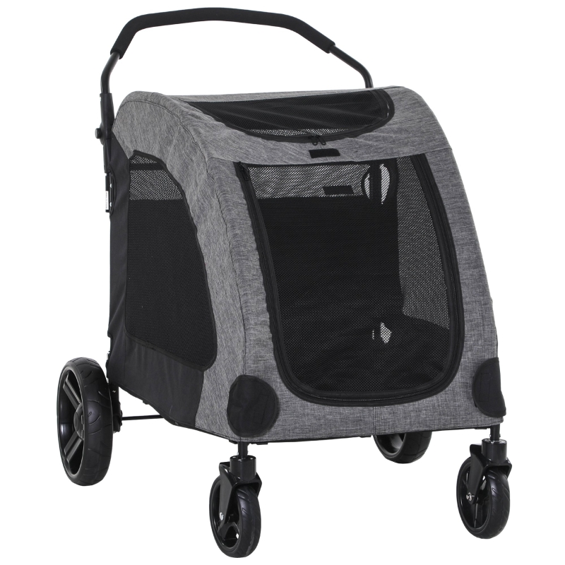 PawHut Hundebuggy Hundewagen Hundeanhänger Hundetasche Haustiere Oxford Groß Grau+Schwarz 98x82x110 cm
