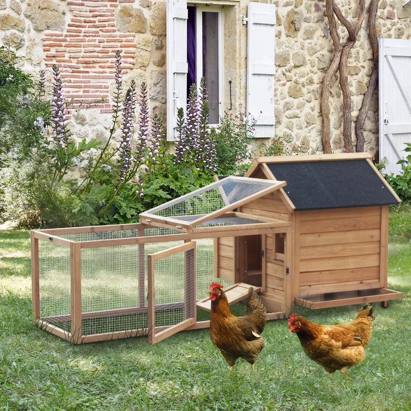 PawHut kippenhok box ren pluimveehok met stok legnest massief hout