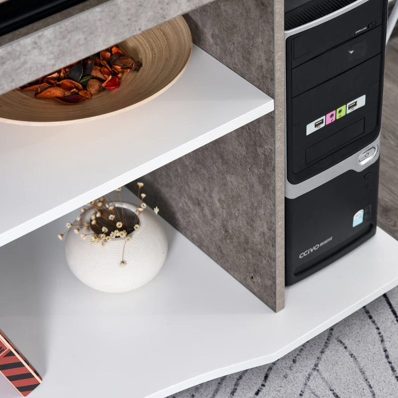 HOMCOM Bureau Informatique à roulettes avec Support Clavier dim. 80L x 50l x 76H cm MDF Gris Blanc