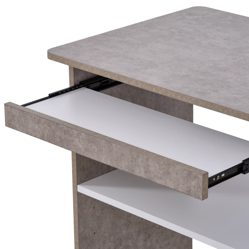 HOMCOM Bureau Informatique à roulettes avec Support Clavier dim. 80L x 50l x 76H cm MDF Gris Blanc