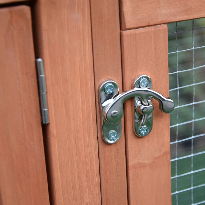 PawHut® Klatka Dla Zajęcy Królików 2-Poziomowa Z Wybiegiem Małe Zwierzęta Lite Drewno 158 x 58 x 68 cm