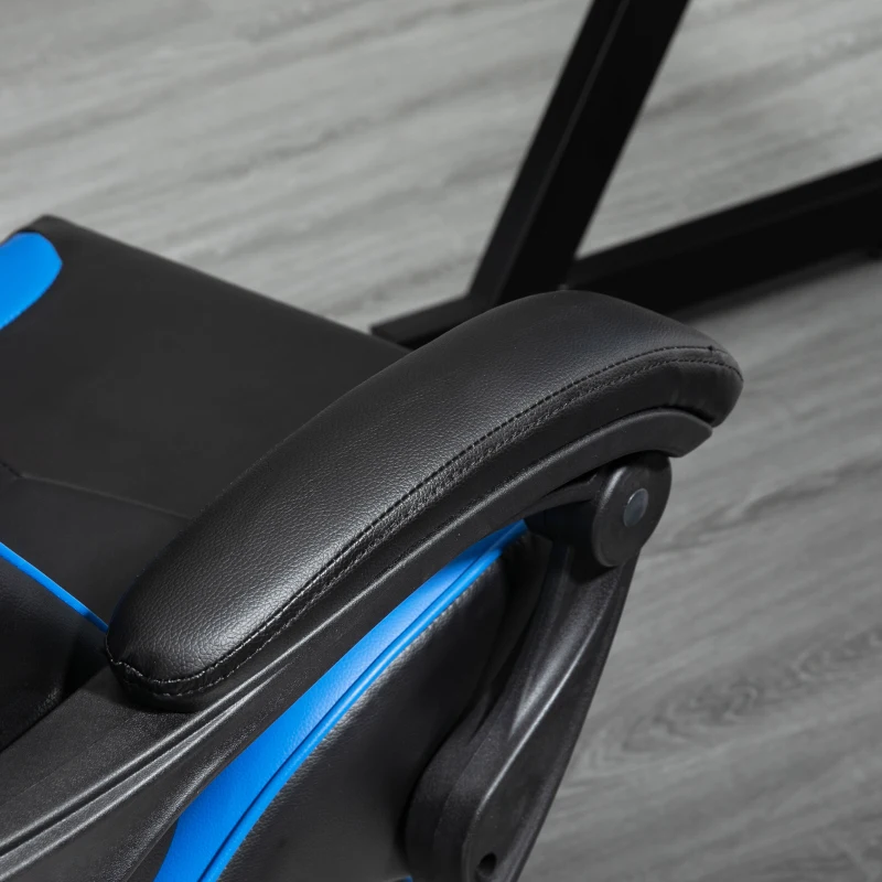 Vinsetto Silla Gaming Profesional Silla de Escritorio Ergonómica Reclinable y Ajustable en Altura con Respaldo Alto Reposacabezas y Reposabrazos 66x66x128-138 cm Azul