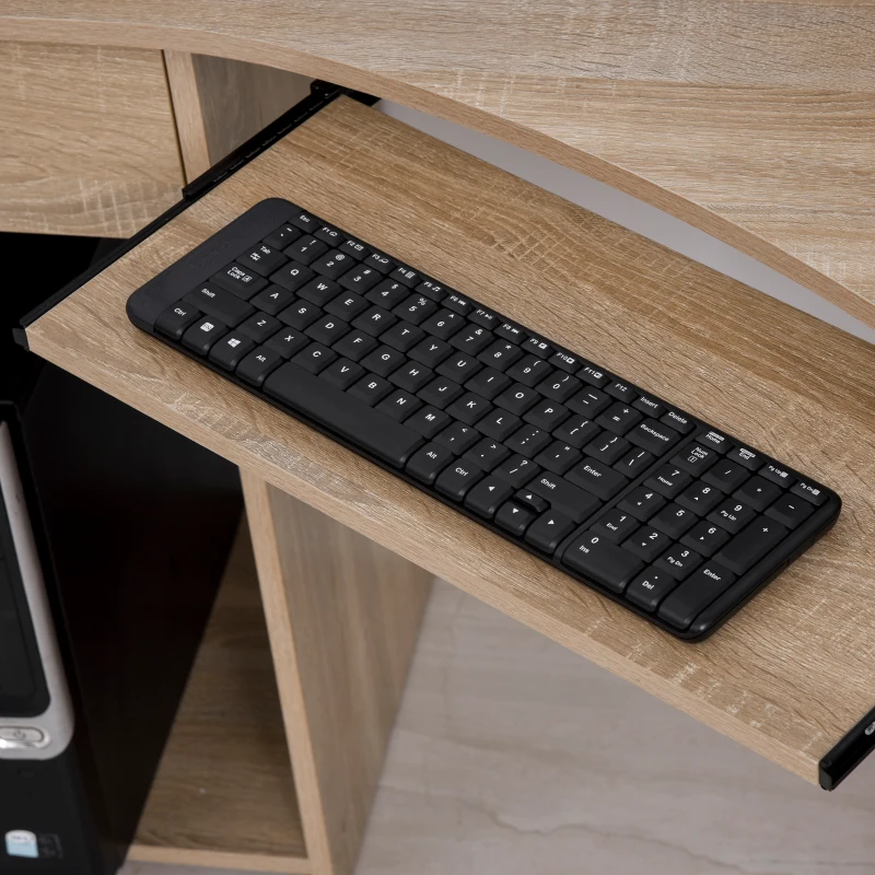 HOMCOM Scrivania ad Angolo per Computer e PC con Ripiano Tastiera, Cassetto e Ripiani, per Cameretta o Ufficio, in Legno