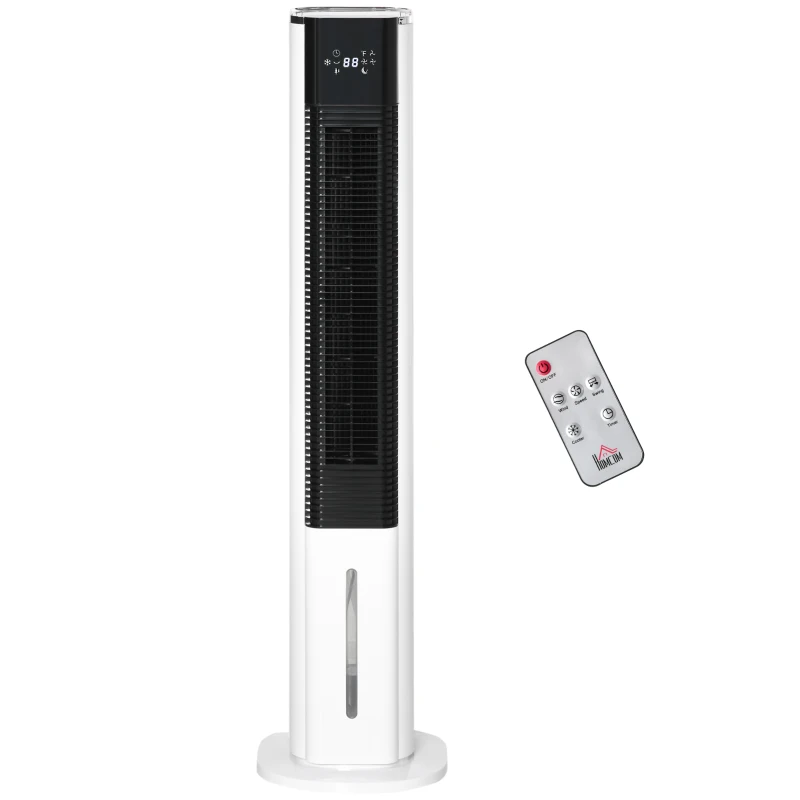 HOMCOM Portable Air Cooler, 6L Tank Humidifier Evaporative Ice Cooling Fan Water Conditioner Unit with 3 Modes, 3 Speed, Remote, Timer, Oscillating for Home Bedroom, White