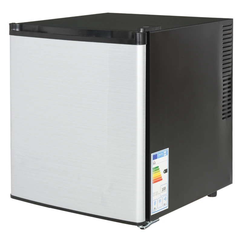 HOMCOM Freestanding Beverage Fridge and Cooler with Movable Chrome Rack Extra Storage Shelf, Hold up to 40 Cans, for Beer Soda Water Cola, Home Office, Black and Silver