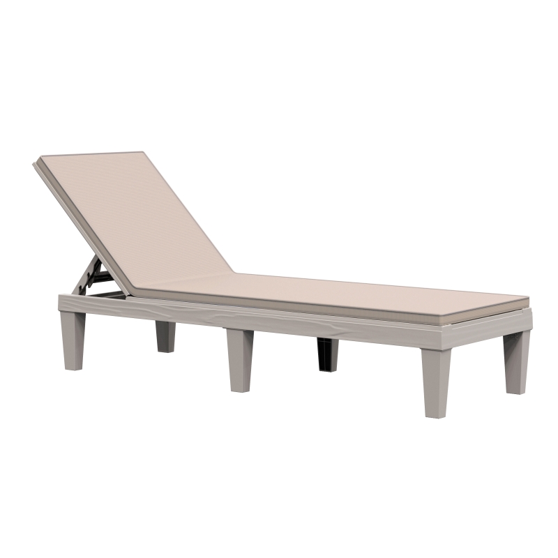 Bain de soleil design contemporain avec matelas déhoussable beige gris