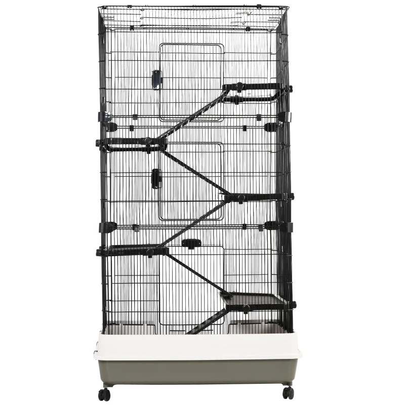 Klatka dla małych zwierząt domowych ze zdejmowaną górną częścią z metalowego drutu platforma