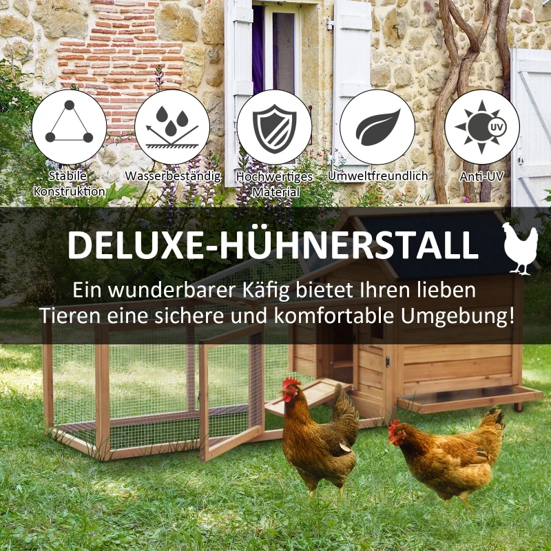 PawHut kippenhok box ren pluimveehok met stok legnest massief hout