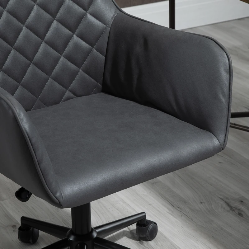 Vinsetto Sedia da Ufficio Ergonomica Poltroncia Girevole in Similpelle con Braccioli e Ruote, Altezza Regolabile, Grigio