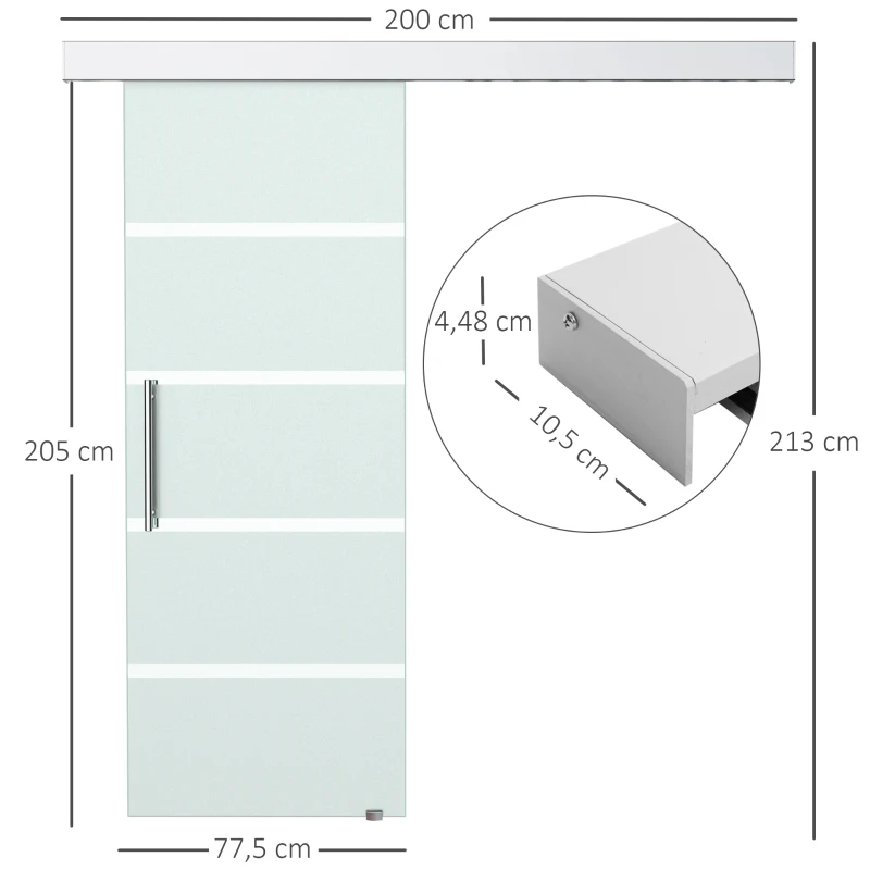 HOMCOM Usa glisanta din Sticla Temperata Satinata, cu Dungi, 77,5x205cm(m-3)