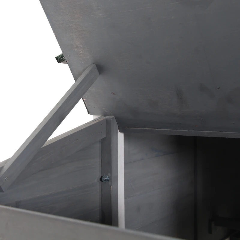 Kurnik Klatka dla kur z budką lęgową skrzynka na rośliny szary drewno metalowy drut asfalt