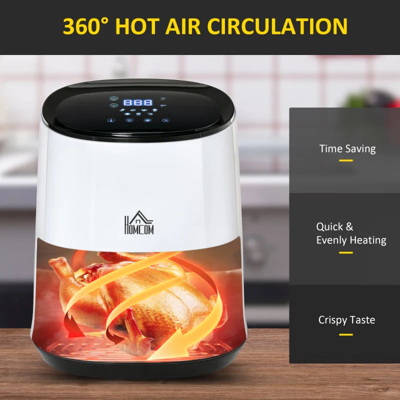 HOMCOM friteuza cu aer, 2.5L, Air Fryer 1300W, 33.9x24.9x29.9cm