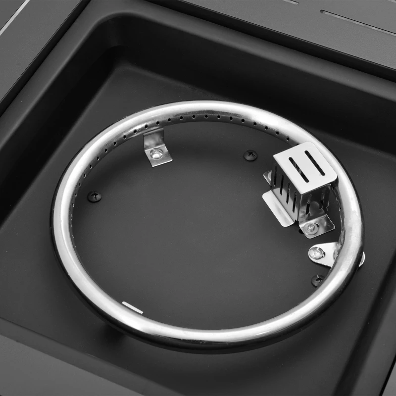 Outsunny Square Propane Gas Fire Pit Table, 40000 BTU Rattan Smokeless Firepit Patio Heater with Protective Cover, Lava Rocks and Lid, 71cm x 71cm x 62cm, Black