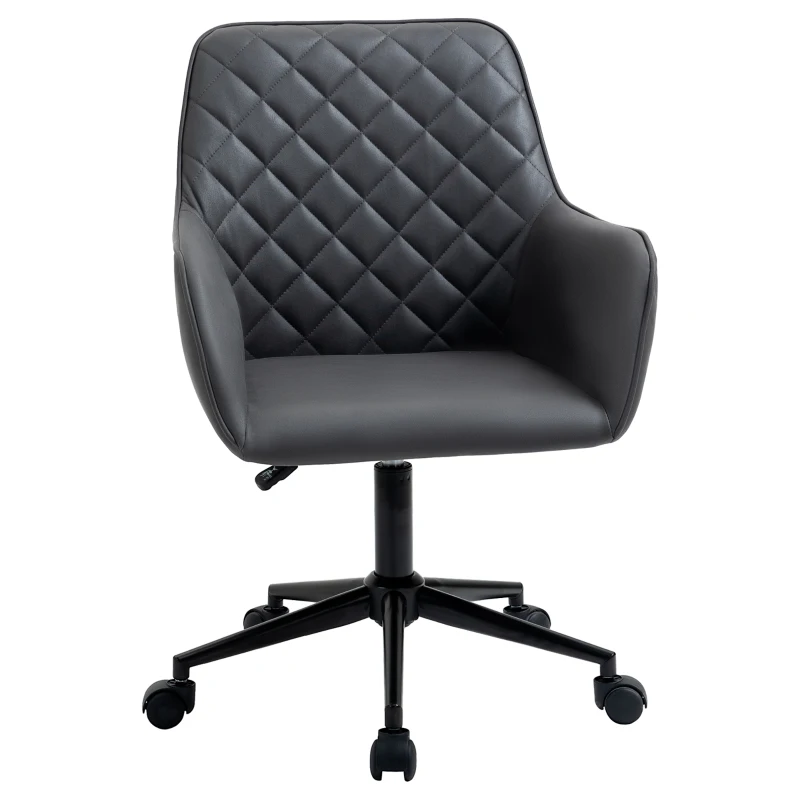 Vinsetto Sedia da Ufficio Ergonomica Poltroncia Girevole in Similpelle con Braccioli e Ruote, Altezza Regolabile, Grigio