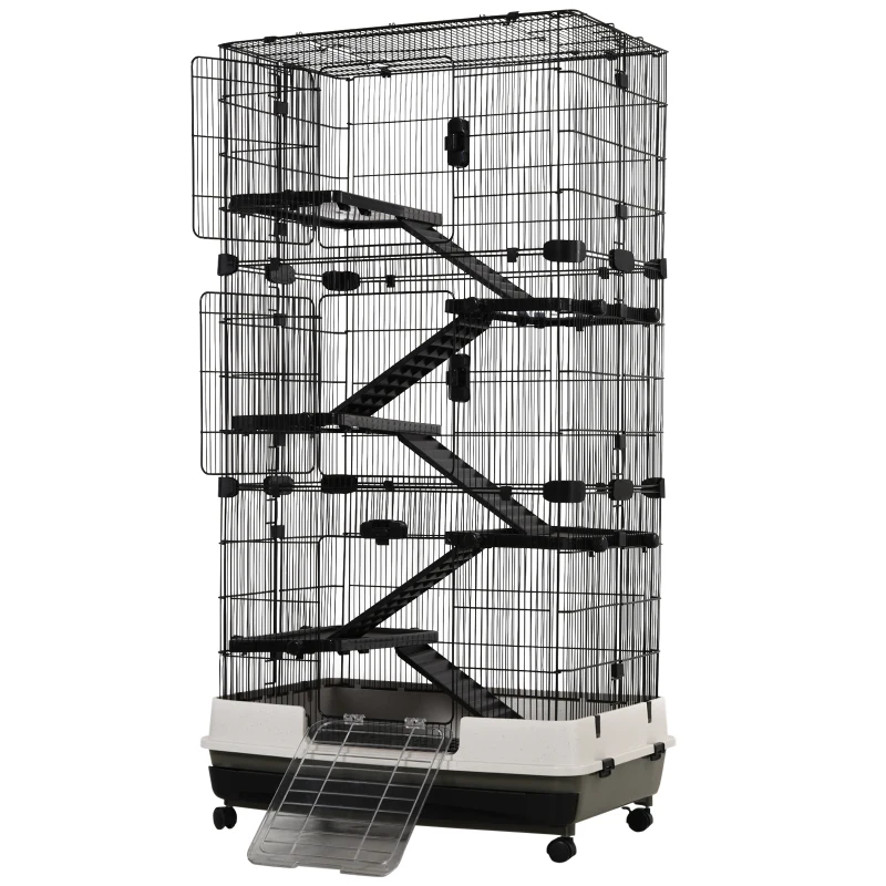 Klatka dla małych zwierząt domowych ze zdejmowaną górną częścią z metalowego drutu platforma