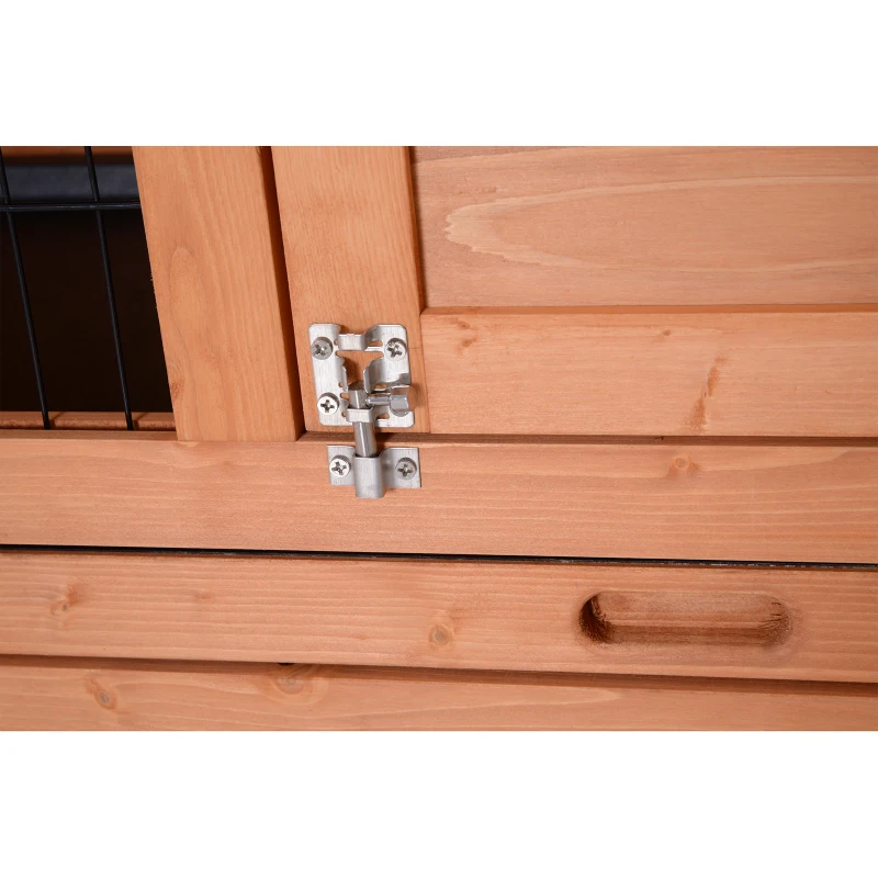 PawHut klatka dla małych zwierząt, dwupiętrowa, drewno jodłowe, pomarańczowa 136,4 x 50 x 93 cm