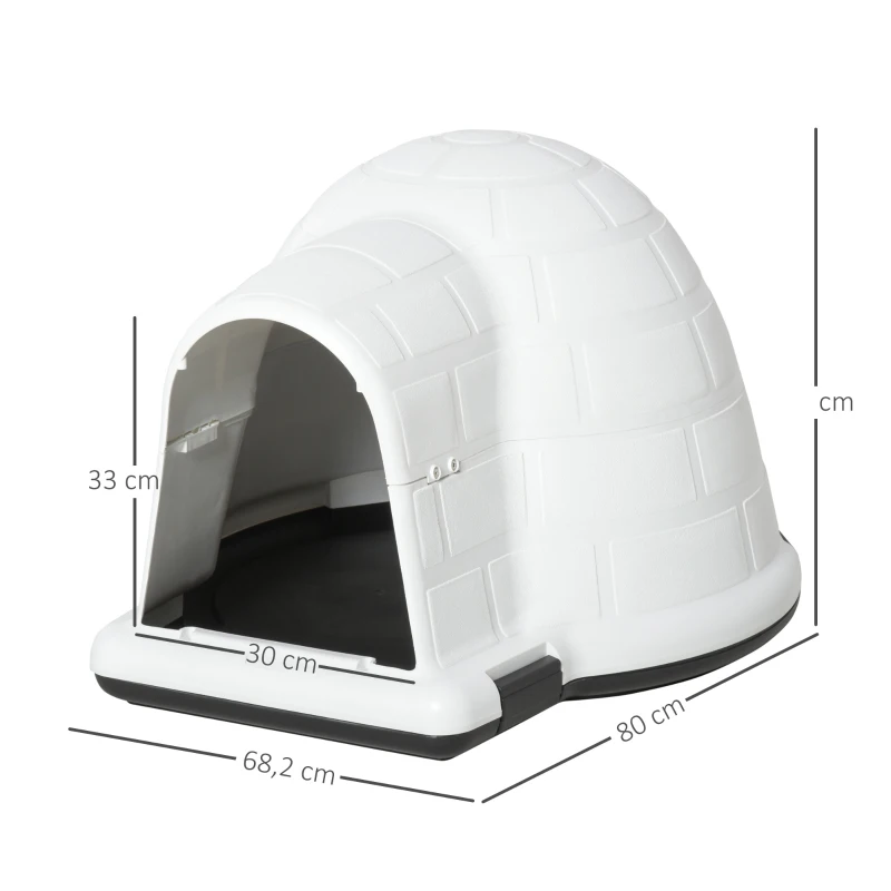 PawHut Niche chien niche igloo maison pour chat dim. 80L x 68l x 53H cm polypropylène blanc noir