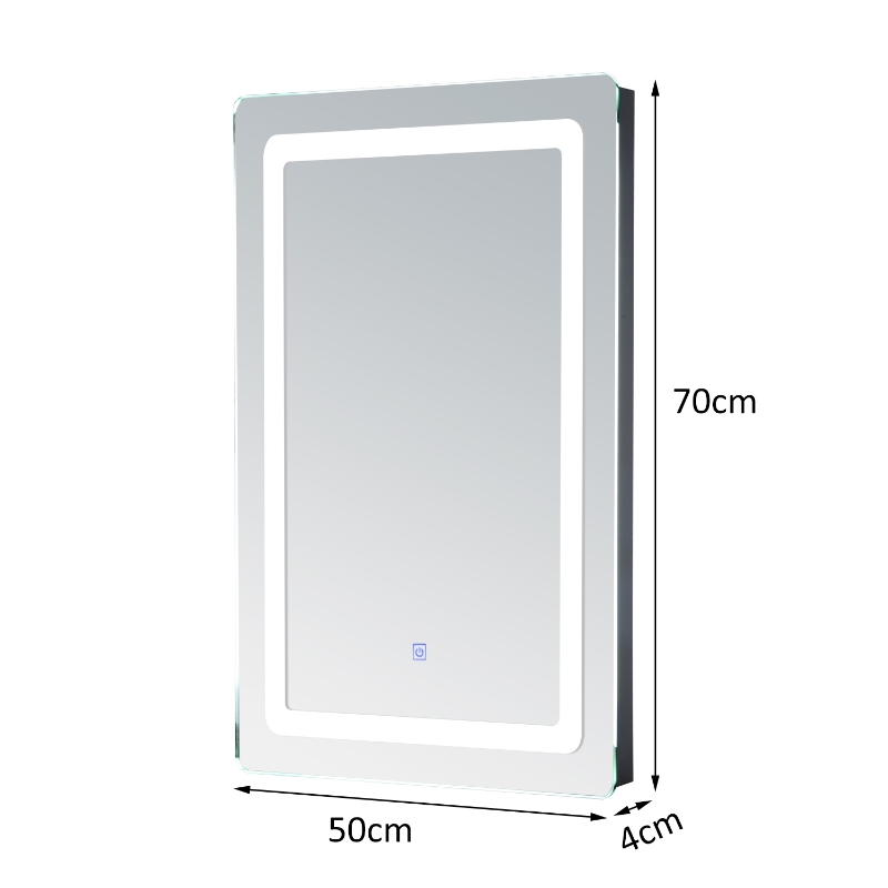 HOMCOM Miroir Lumineux LED de Salle de Bain 32 W dim. 50 x 4 x 70 cm