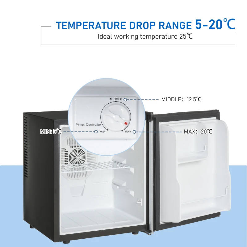 HOMCOM Freestanding Beverage Fridge and Cooler with Movable Chrome Rack Extra Storage Shelf, Hold up to 40 Cans, for Beer Soda Water Cola, Home Office, Black and Silver