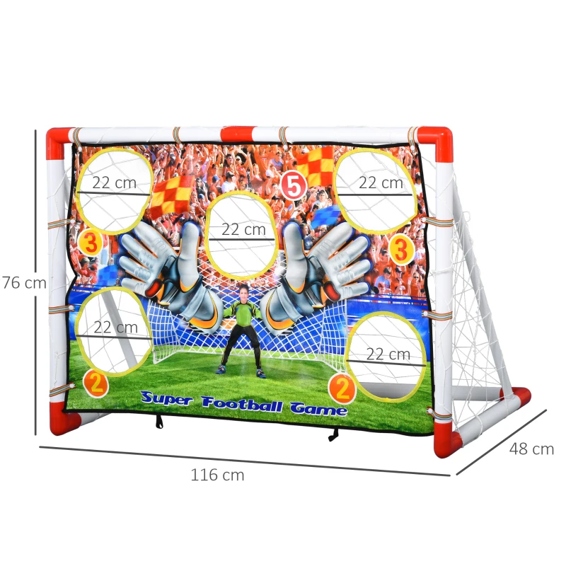 HOMCOM Cage de foot but d'entrainement avec cible dim. 116L x 48l x 76H cm balle et gonfleur inclus