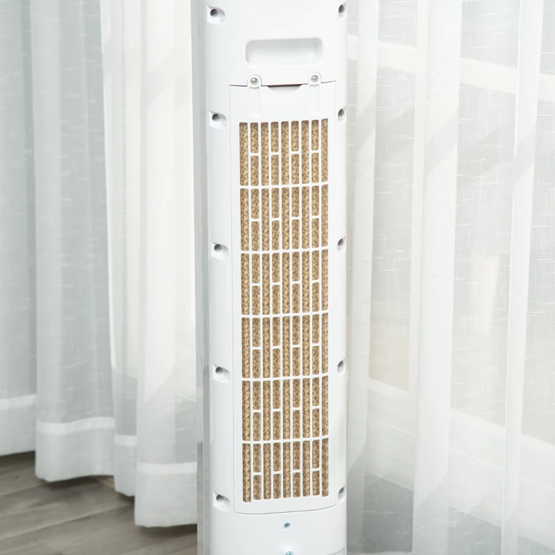 HOMCOM Portable Air Cooler, 6L Tank Humidifier Evaporative Ice Cooling Fan Water Conditioner Unit with 3 Modes, 3 Speed, Remote, Timer, Oscillating for Home Bedroom, White