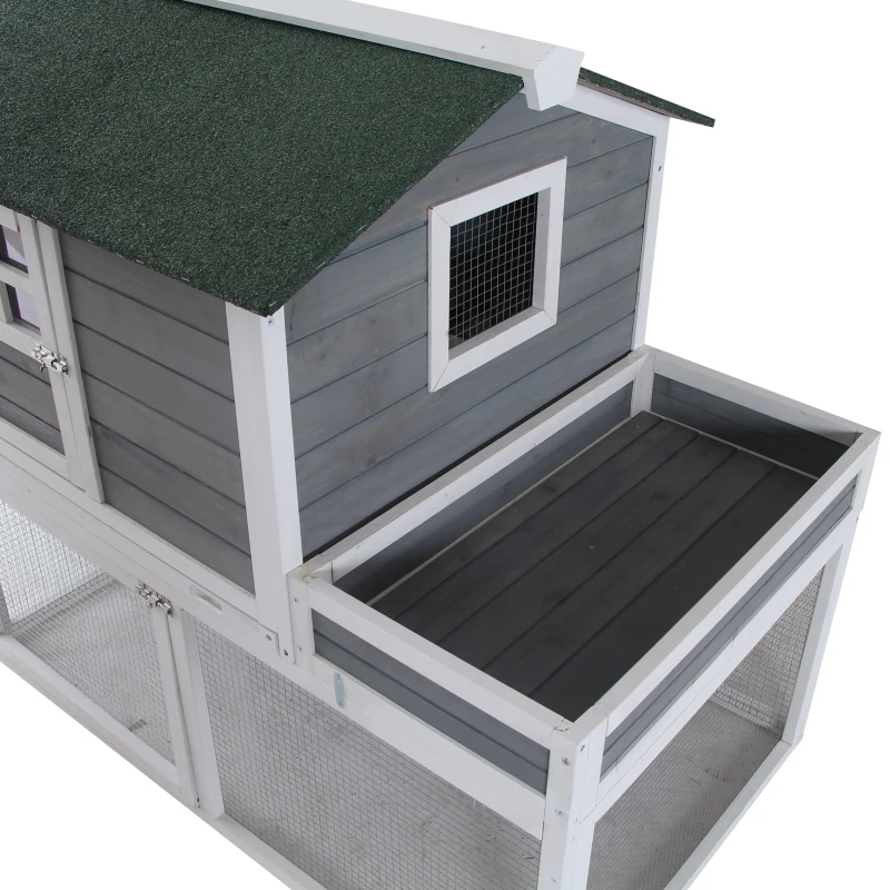 Kurnik Klatka dla kur z budką lęgową skrzynka na rośliny szary drewno metalowy drut asfalt