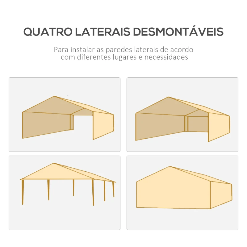 Outsunny Tenda para Festas 5,83x2,93 Tenda de Jardim com 2 Portas 4 Paredes Laterais Removíveis e 4 Janelas para Exterior Eventos Casamentos Branco